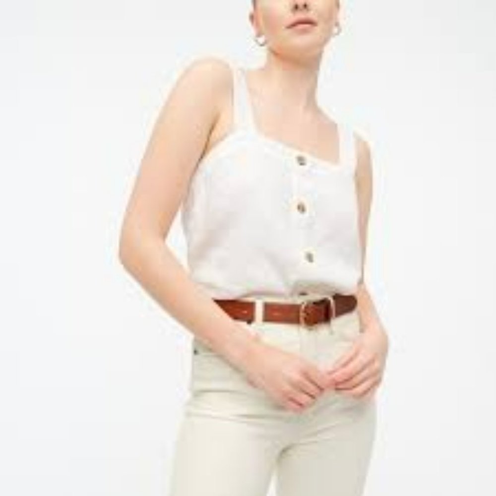 J. Crew Linen Blend Square-Neck Tank